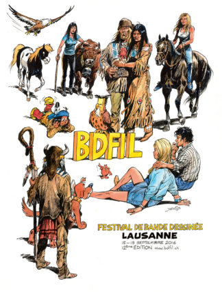 Affiche 2016 Rétrospective Derib Format F4 avec logos