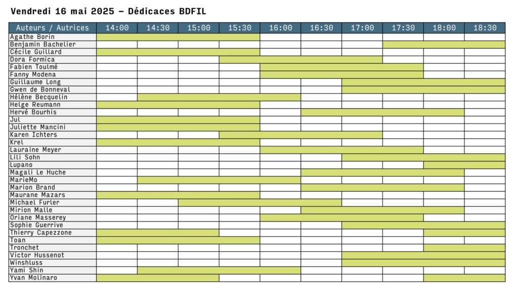 Dédicaces du vendredi 16 mai