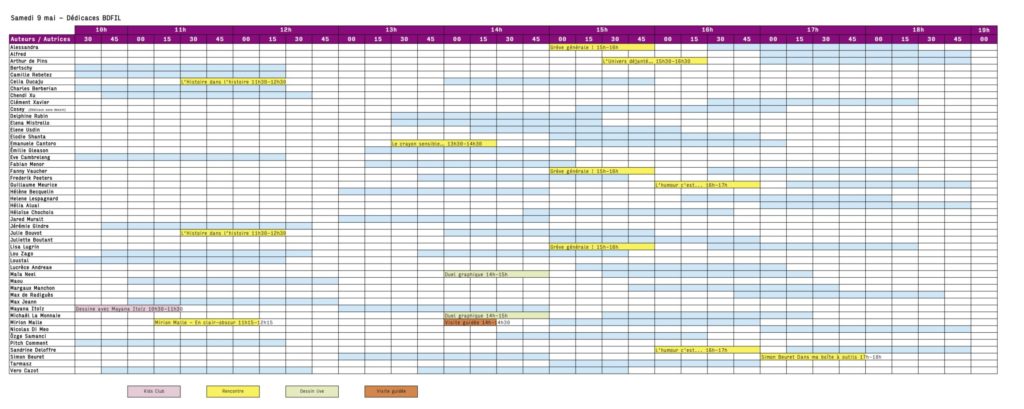 Planning dédicaces_J5_SA 09.05